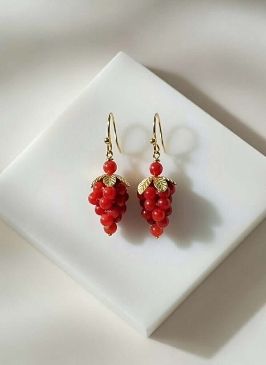 Pendientes RACIMO CORAL ROJO