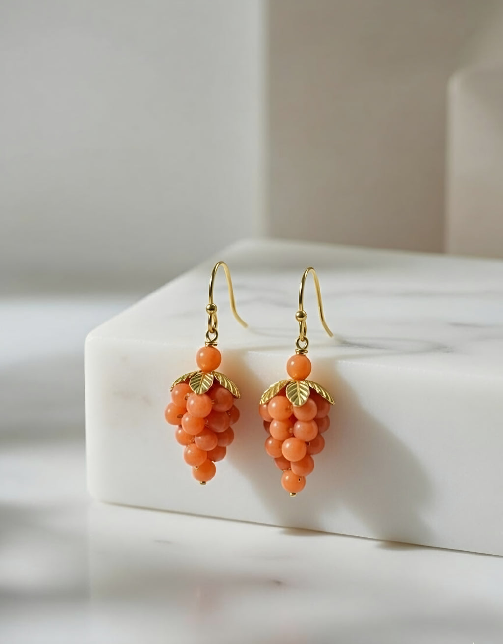 Pendientes RACIMO CORAL NARANJA